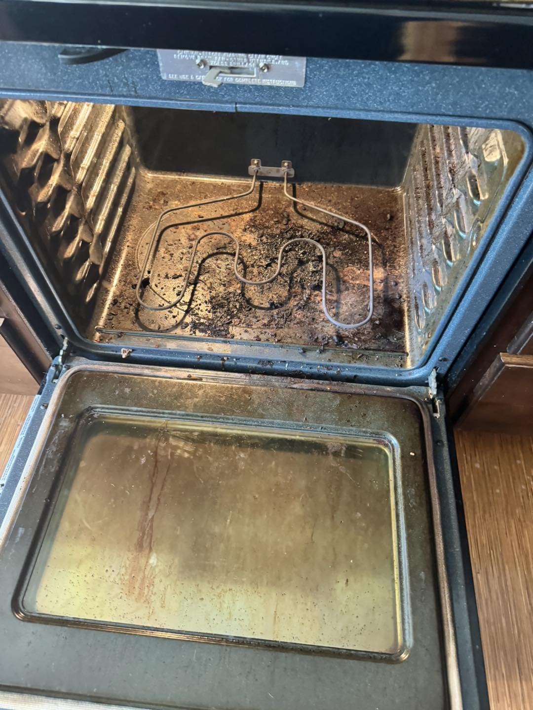 Oven interior before cleaning